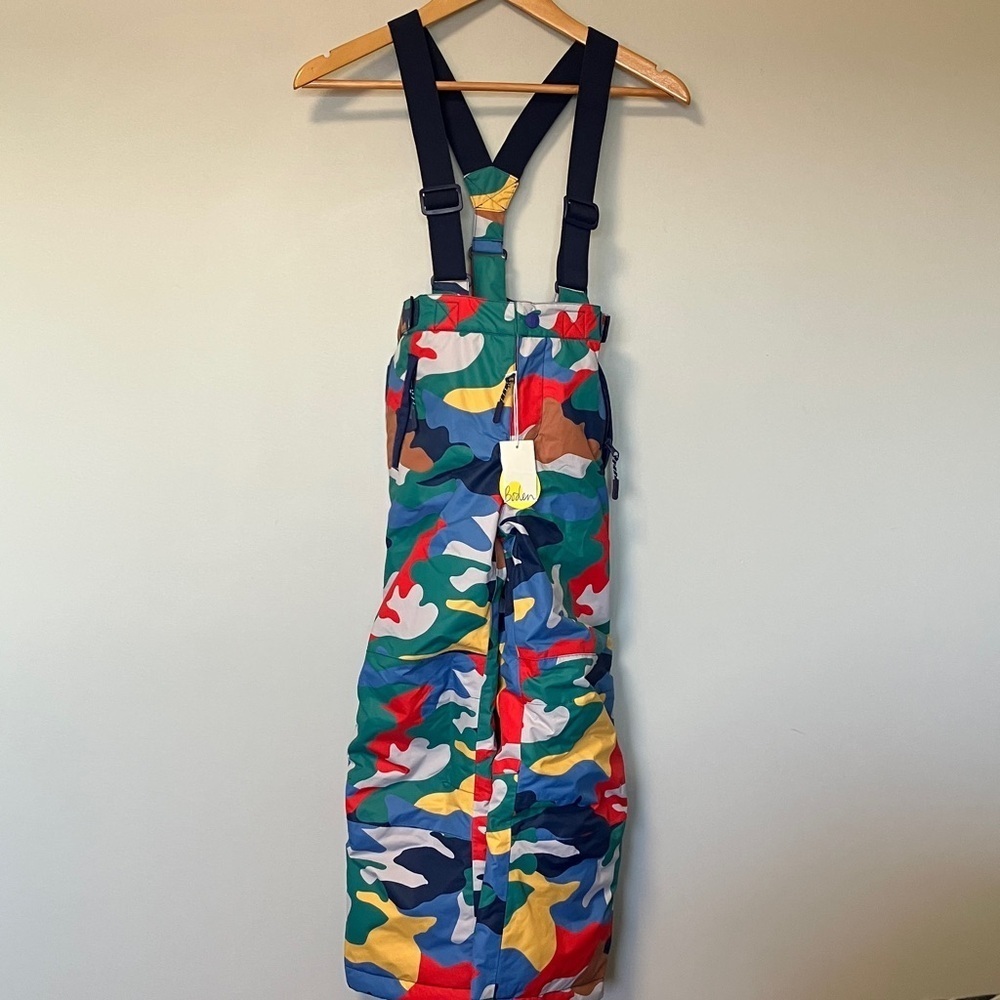 NWT Boden Colorful Camouflage Camo Snow Pants Straps Bib